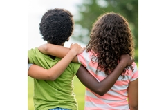 Kids from the back being arm in arm.